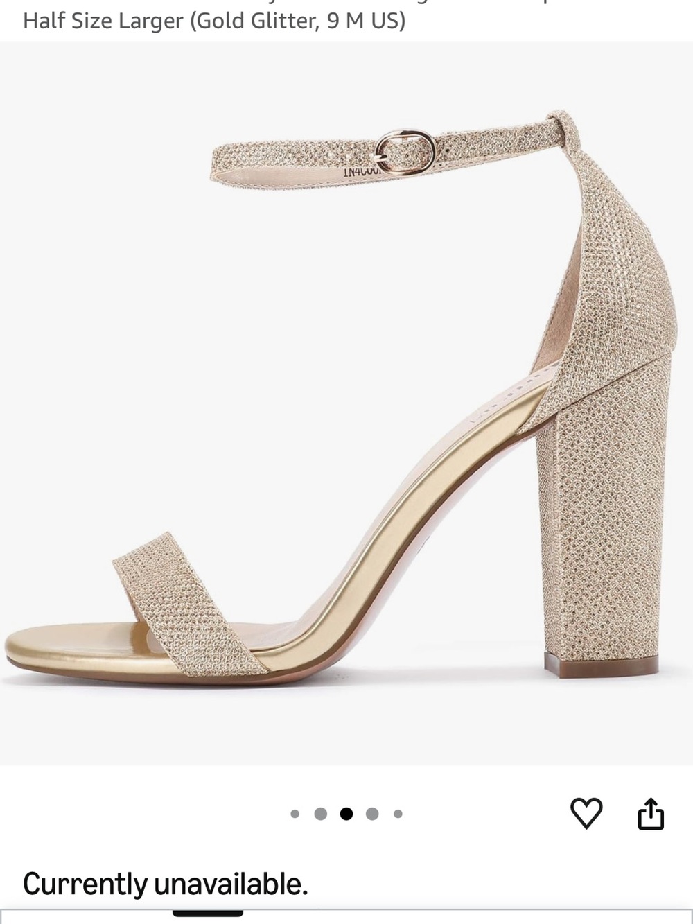 IDIFU Gold Glitter Block Heel Ankle Strap Sandals
